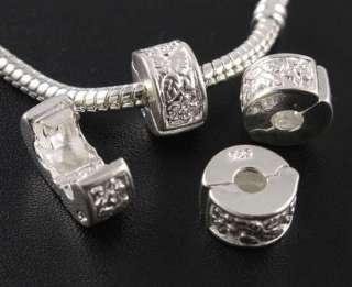 Pretty Silver Stopper Clip Locks Beads Fit Charm Bracelet ★B01 