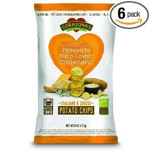Corazonas Potato Chips, Italiano 4 Cheese, 6 Ounce Packages (Pack of 6 