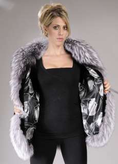 Black natural SAGA full skin mink fur jacket with fox trim   All sizes 