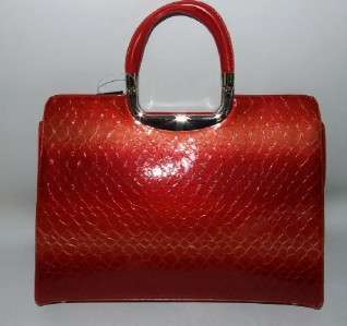 Red Moc Croc Mini Laptop Bag Briefcase Travel Tote NWT  