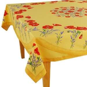  Poppies Yellow Cotton Tablecloths 63 x 98 Rectangle
