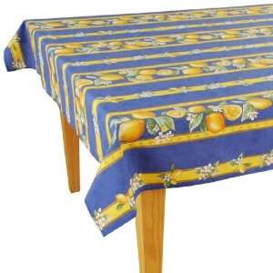  Lemons Blue Cotton Tablecloths 63 x 118 Rectangle