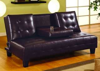   & COMFORTABLE LEATHERETTE SOFA BED, WITH FLIP DOWN CUP HOLDERS