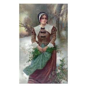   Holding Holly in Her Apron, A Fair Puritan, 1897 Premium Poster Print