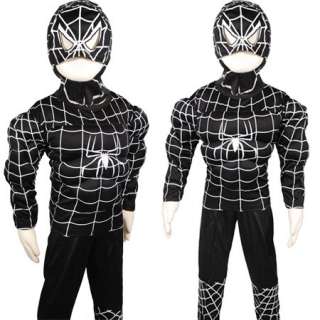   Black Halloween Party Spiderman Muscle Boy Outfit Fancy Costume  