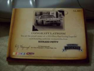 2010 PP Legends Lasting Legacies Gold Richard Petty 3 color sheet 