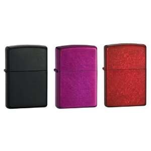  Zippo Lighter Set   Candy Apple Red, Licorice Black, and Candy 