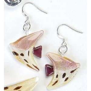 Fish Rose Red Pink Precious Gemstone Earrings Jewelry Ear Gem Stones
