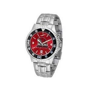  (Ohio) Red Hawks Competitor AnoChrome Mens Watch with Steel Band 