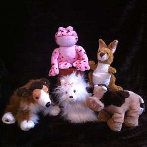 WEBKINZ Lot Of 5   Cow, Kangaroo, Yorkie, Frog & Collie No Tags  