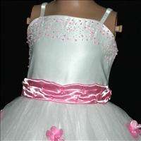 Pink Flower Christmas Party Girls Dress 2 3 4 5 6 7 8 9  