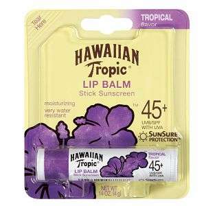 Hawaiian Tropic Moisturizing Lip Balm Sunscreen, SPF 45, Tropical .14 