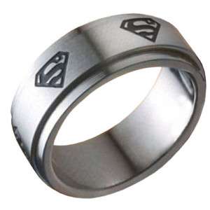 Mens Stainless Steel SUPERMAN Spinner Ring(Silver) NEW  