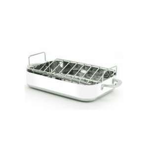   14 Inch x 10 Inch Roaster Pan with Rack Simply White
