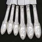 Antique French Sterling Silver 11pc Dinner, Table Knife