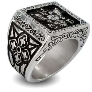  316L Stainless Steel Royal Empire Shield Cast Band Ring 
