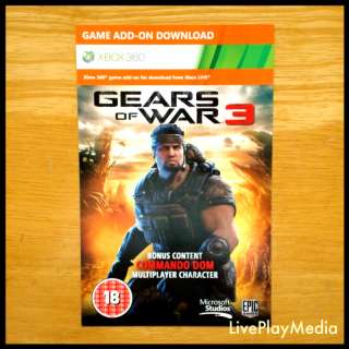 code card you will need the gears of war 3 game an xbox live account 