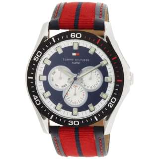 New Tommy Hilfiger Mens Multi Function Signature Blue Red Watch  