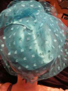 VINTAGE TURQUOISE VEILED HAT WITH FREE MATCHING PURSE  