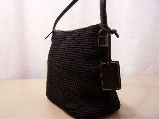 Elliott Lucca The Sak Small Black Crochet Tote Leather FOB Handbag 