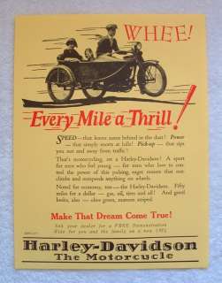 Vintage HARLEY DAVIDSON Motorcycle 1924 POSTER Sign WOW  