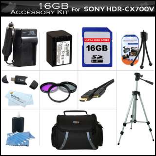 16GB Accessory Kit For Sony HDR CX700V HD Camcorder  