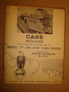 CASE ONE ROW RECLEANER CORN PICKER PARTS CATALOG  