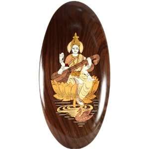  Goddess Saraswati   Inlay on Rose Wood from Mysore