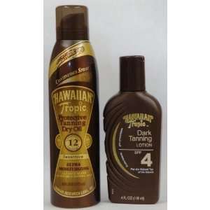 Hawaiian Tropic Tanning Sunscreen Pack, 1 Protective Tanning Dry Oil 