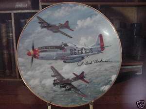 World War II Ace Bud Anderson signed old crow plate  
