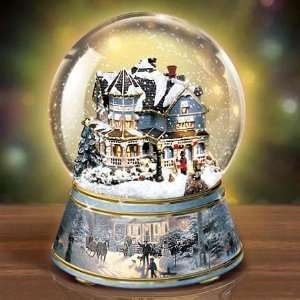 Thomas Kinkade White Christmas Musical Snowglobe
