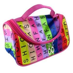  Travel Pastel Letters Print Zipper Case Toiletry Cosmetic 