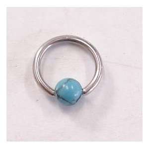  Turquoise Stone Surgical Steel Lip Ring 