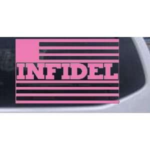 Pink 36in X 22.8in    Infidel With US Flag Military Car Window Wall 