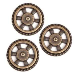  Metal Button 5/8 Wheel Antique Brass By The Package 