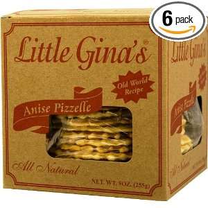 Little Ginas Anise Pizzelle, 12 Ounce. Boxes (Pack of 6)  