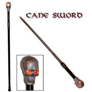  Walking Cane w/ Hidden Sword  Red Light Skull Sports 