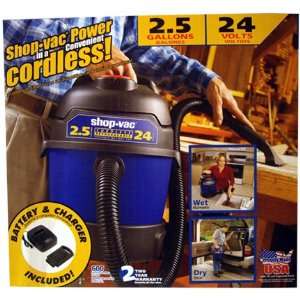  Shop Vac Wet/Dry Vac 2.5 Gallon 24 Volt Cordless 