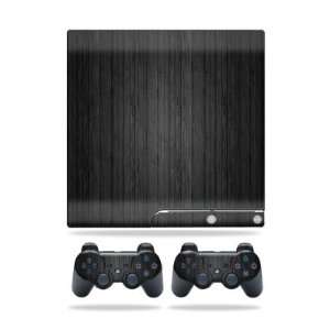   for Sony Playstation 3 PS3 Slim Skins + 2 Controller Skins Black Wood