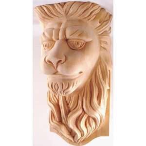  Hand Carved Hard Wood Lion Head Corbel.17H X 10 1/2W x 8 
