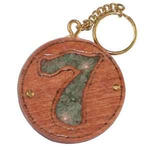  Unique Gemstone and Wooden Amulet Lucky Money Seven Talisman Key Chain