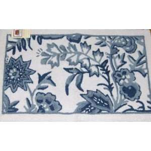  Woolrich Blue & White Floral Rug Decorative Accent Mat 